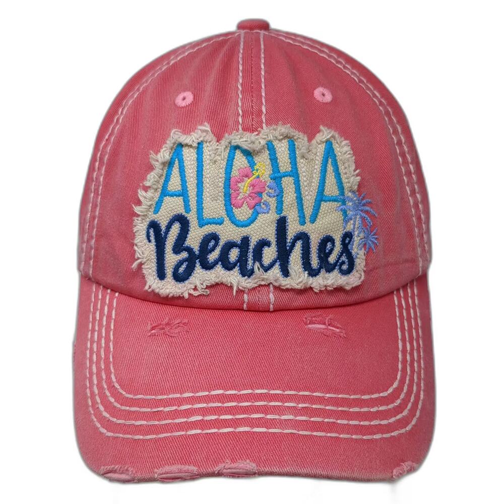 KBETHOS Pink Baseball Cap Blue OS Aloha Beaches Cotton Distressed Strapback Hat